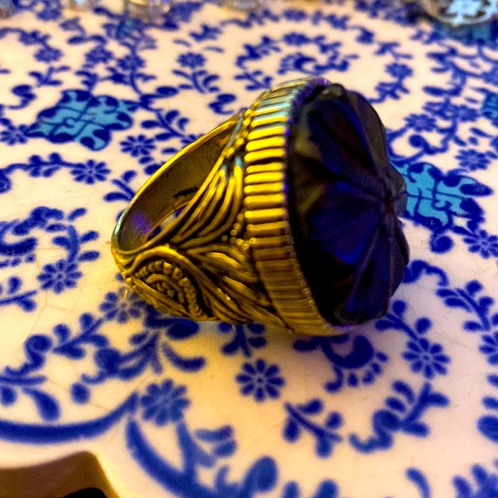 Vintage Brass woodflower statement ring
